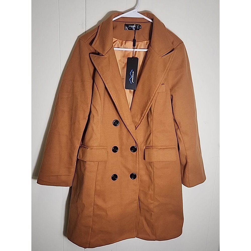 Women's Shein‎ Camel double breasted Coat Trench Coat 3xl